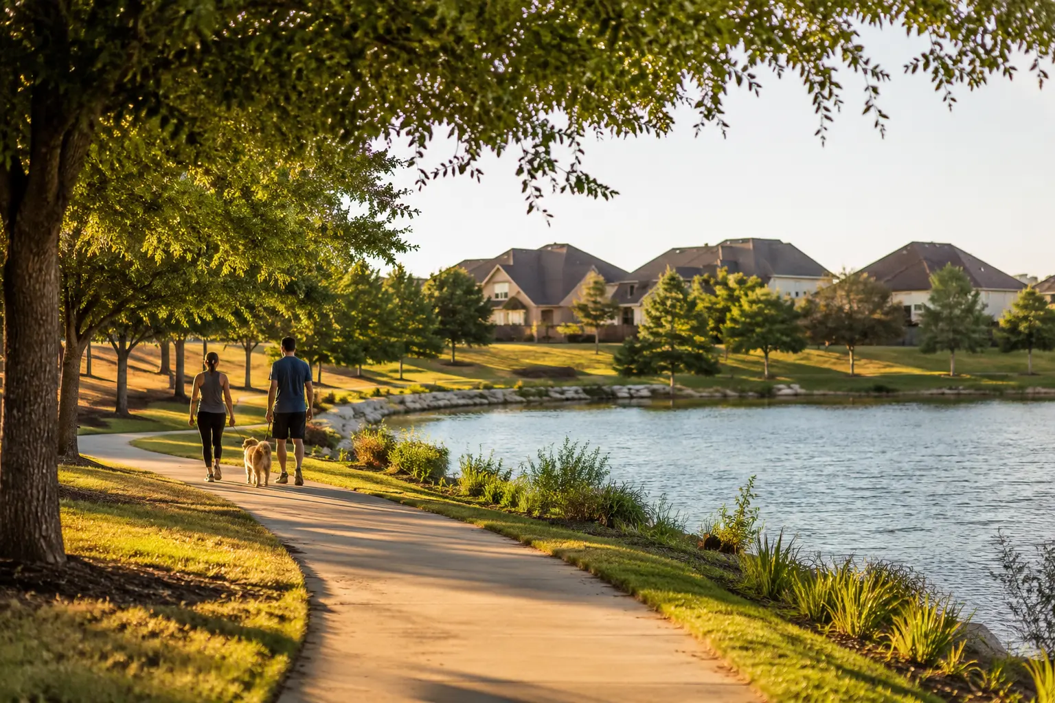 Celina community trail beside a neighborhood lake